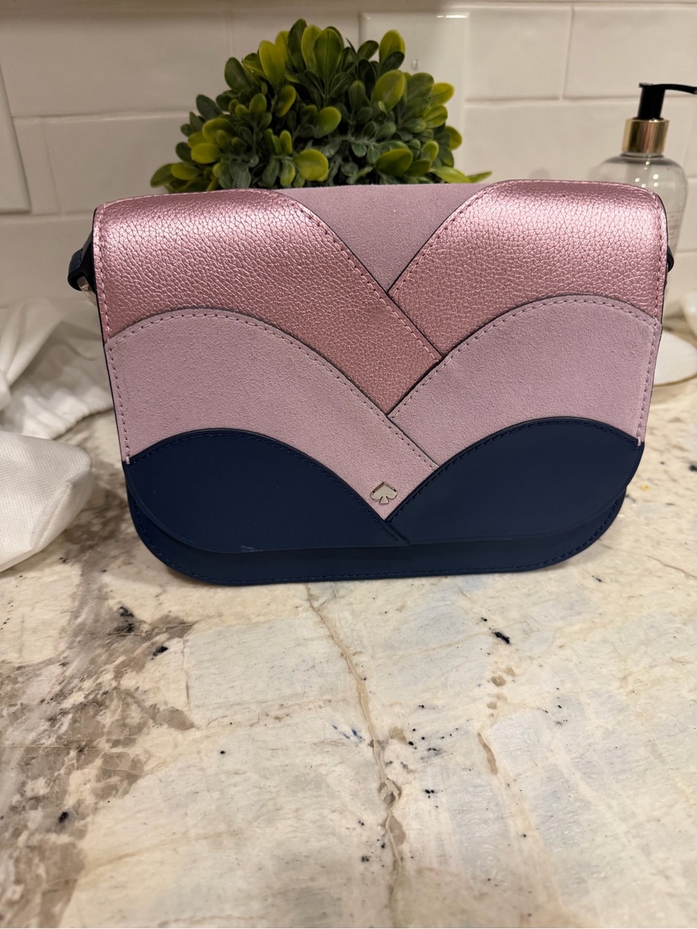 kate spade Pink and Navy Colorblock Crossbody